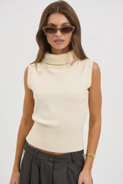 Michelle Turtle Neck Top White