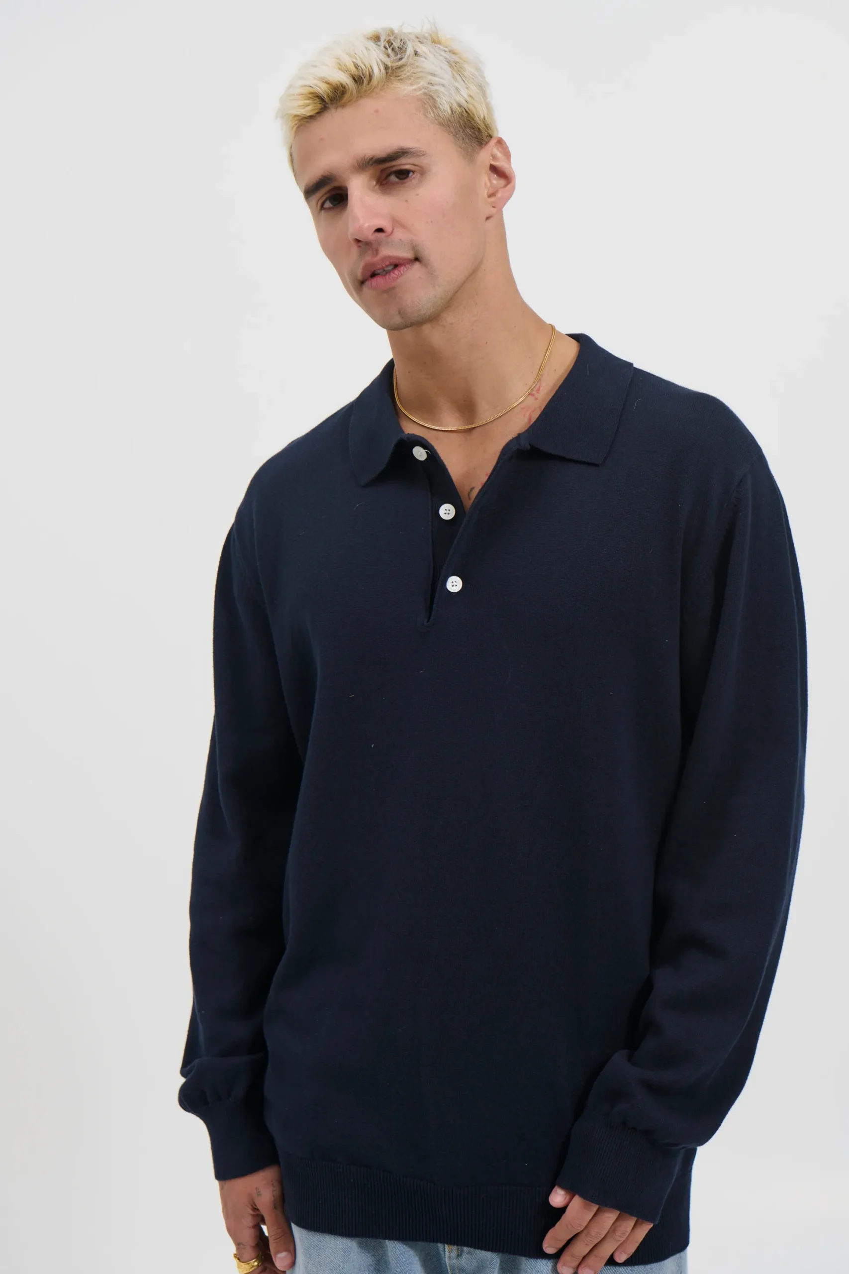 Mick Long Sleeve Polo Navy