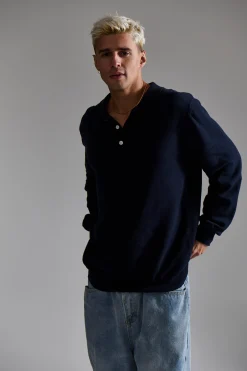 Mick Long Sleeve Polo Navy