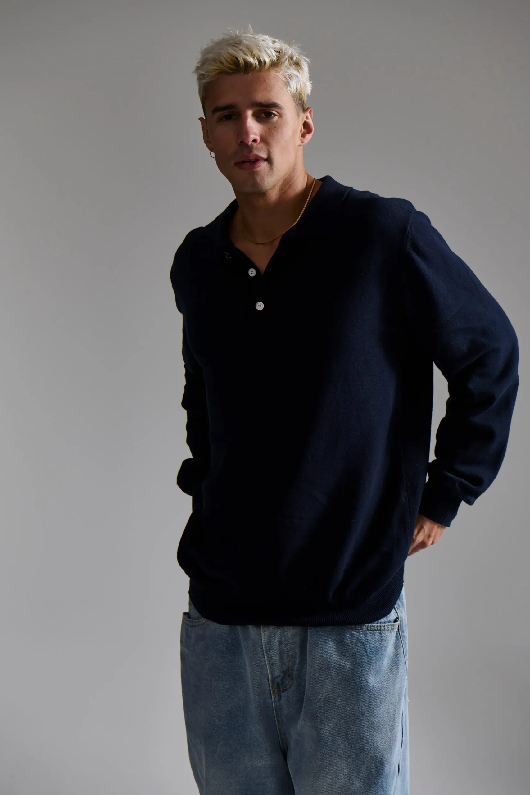 Mick Long Sleeve Polo Navy