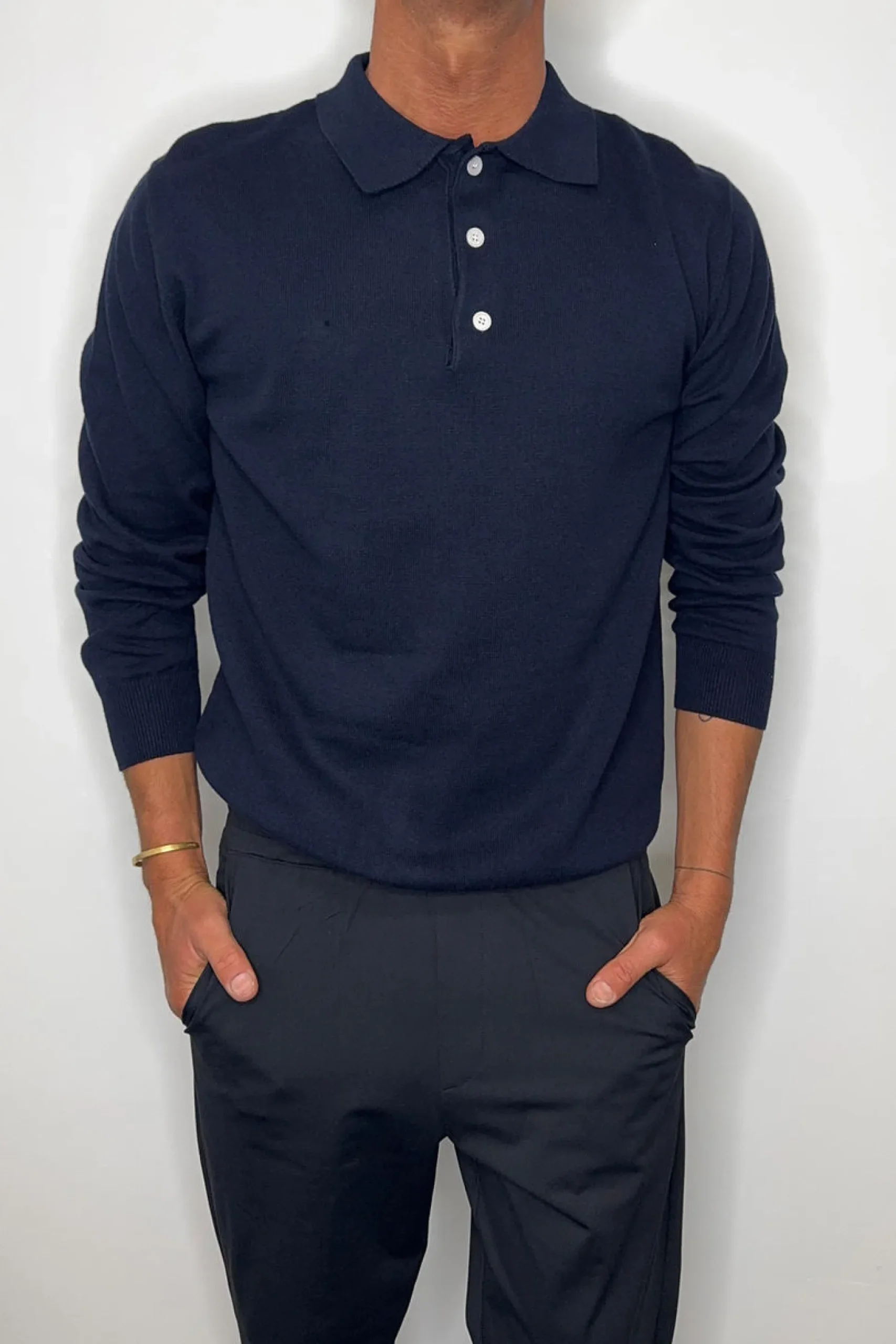 Mick Long Sleeve Polo Navy
