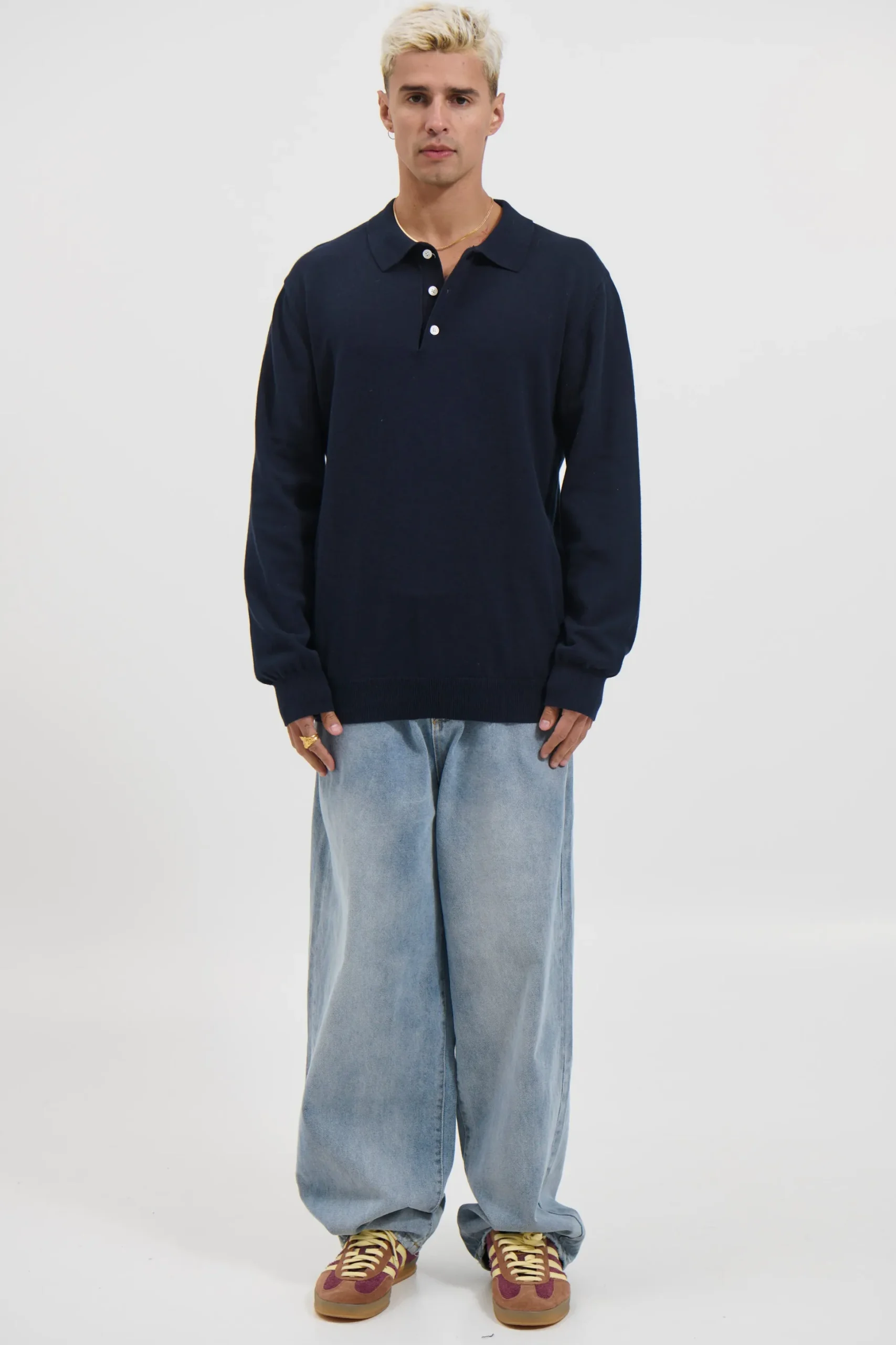 Mick Long Sleeve Polo Navy