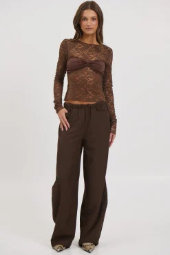 Midnight Long Sleeve Top Chocolate