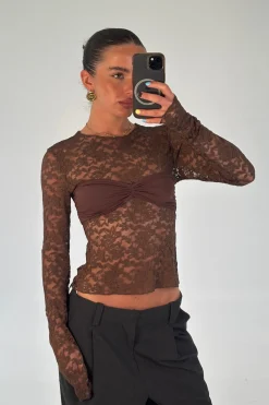 Midnight Long Sleeve Top Chocolate