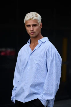 Miles Stripe Shirt Blue