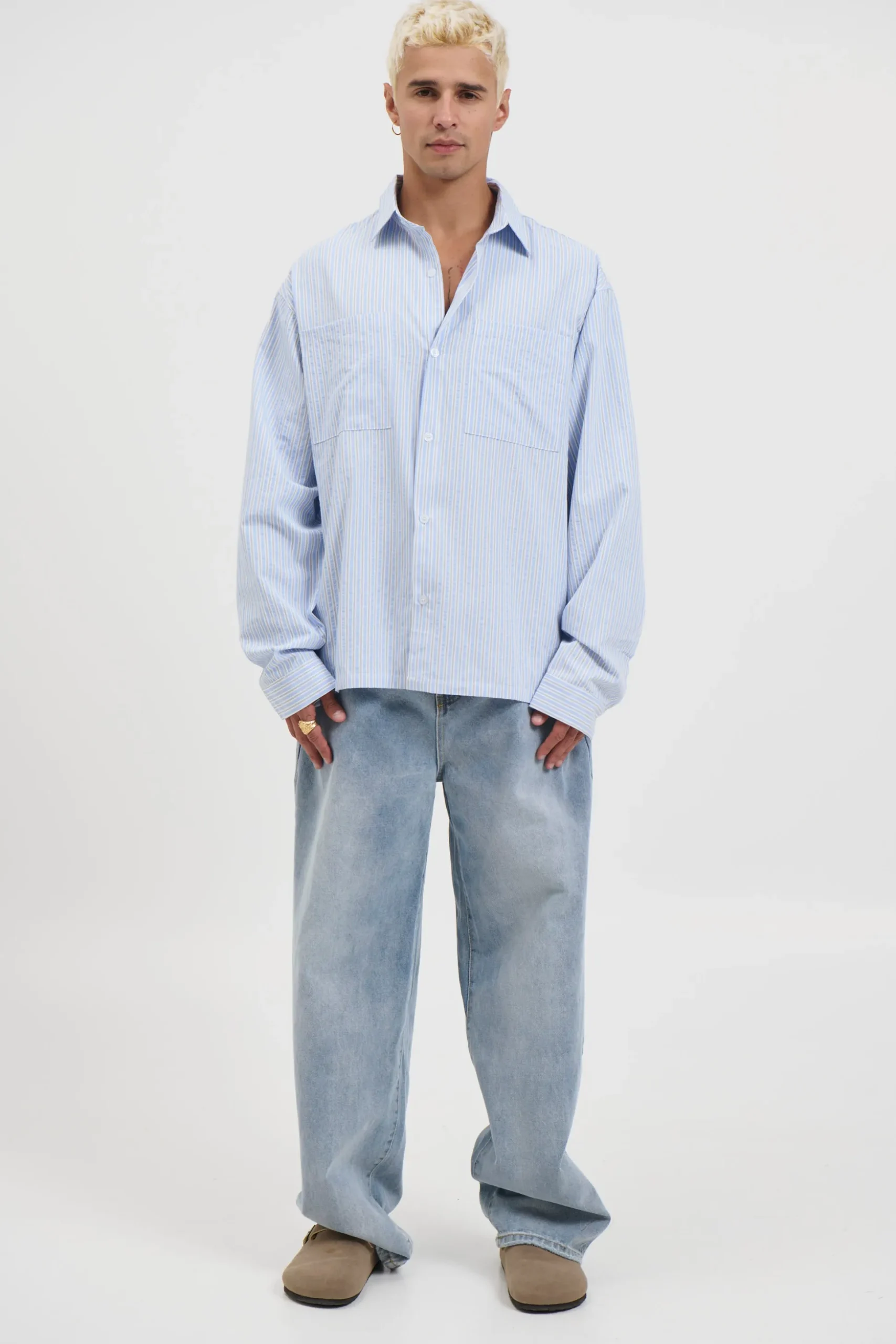 Miles Stripe Shirt Blue