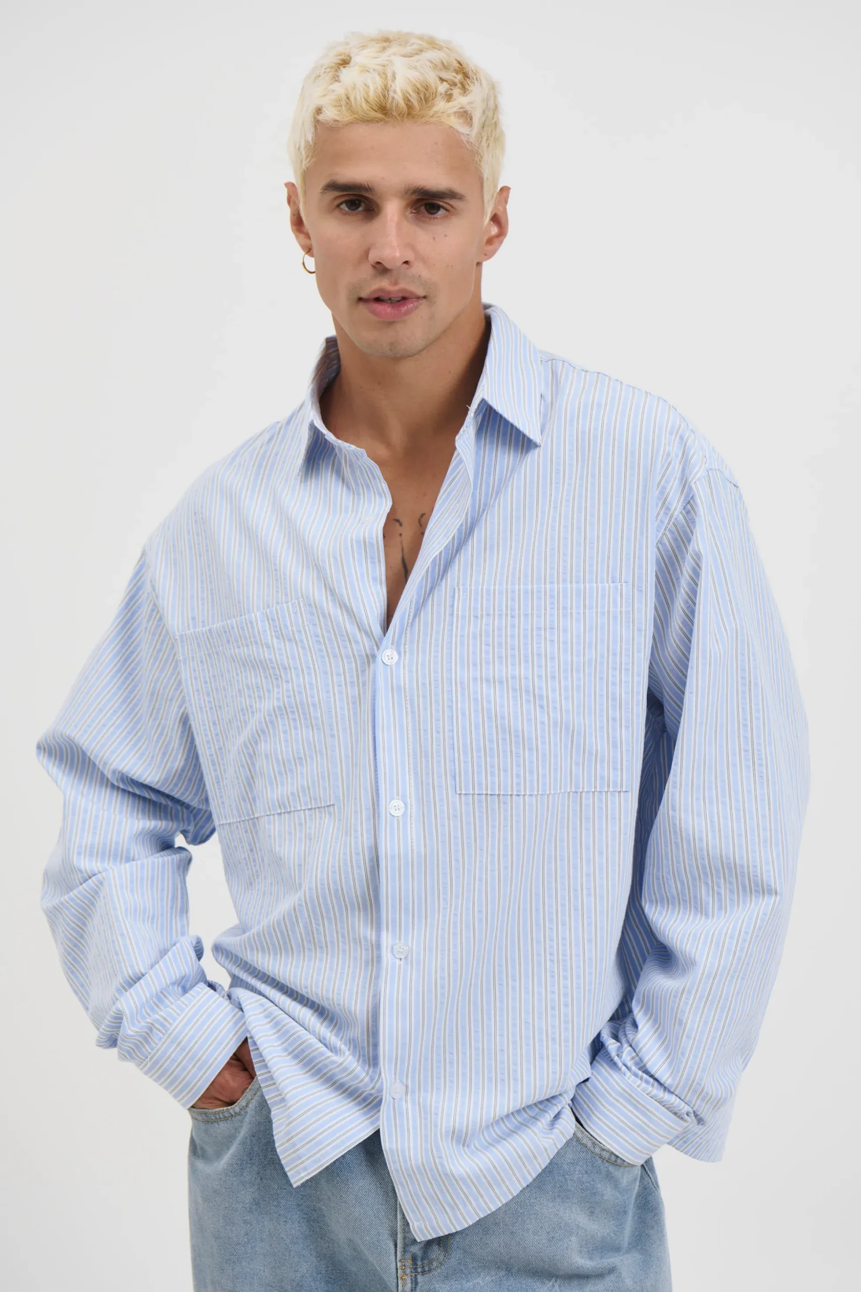 Miles Stripe Shirt Blue