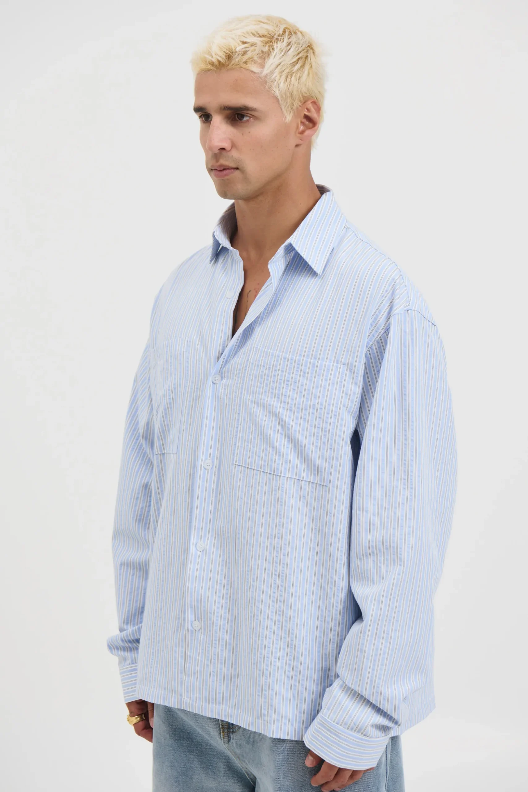 Miles Stripe Shirt Blue