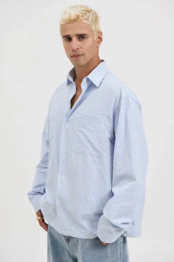 Miles Stripe Shirt Blue