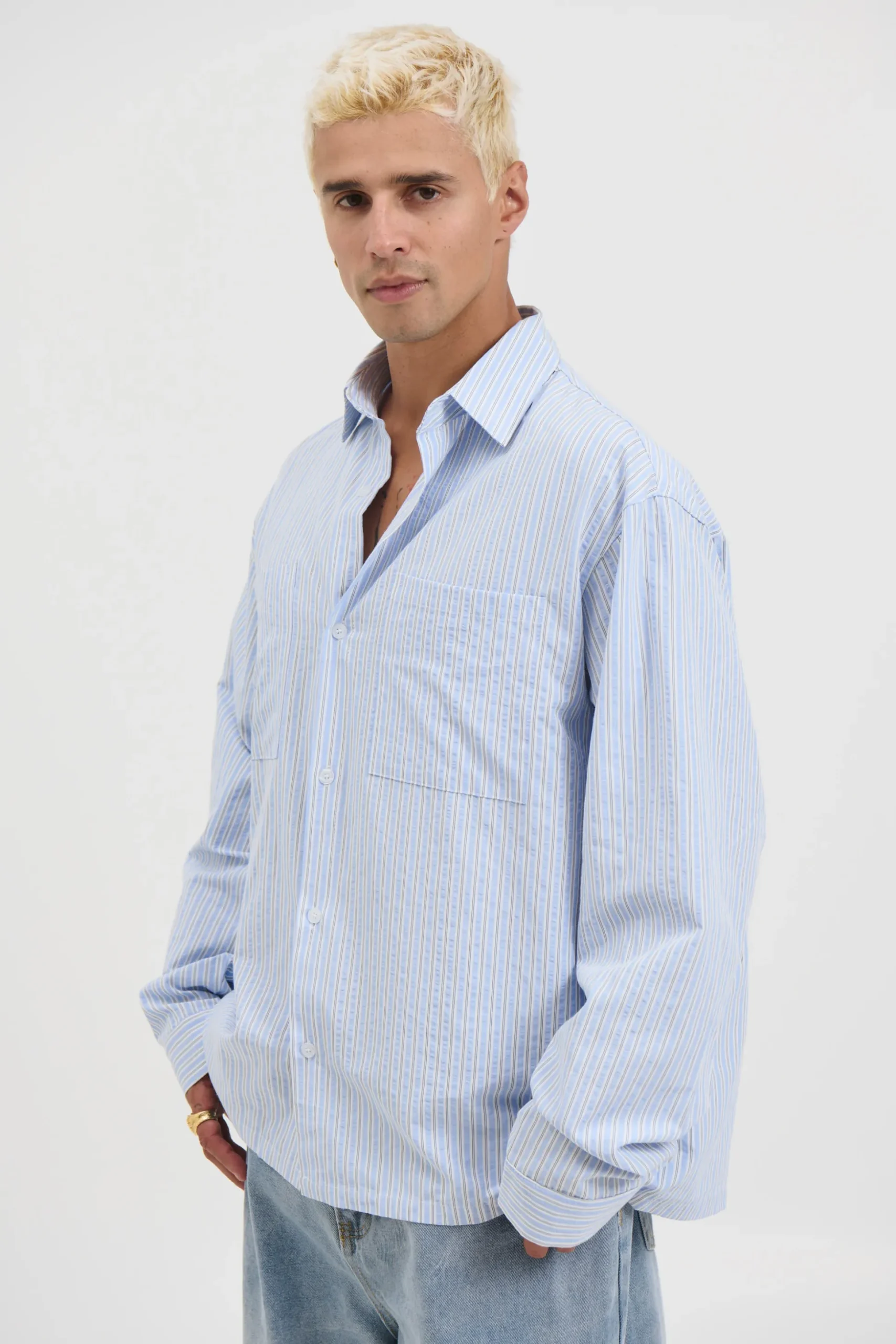 Miles Stripe Shirt Blue