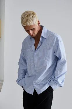 Miles Stripe Shirt Blue