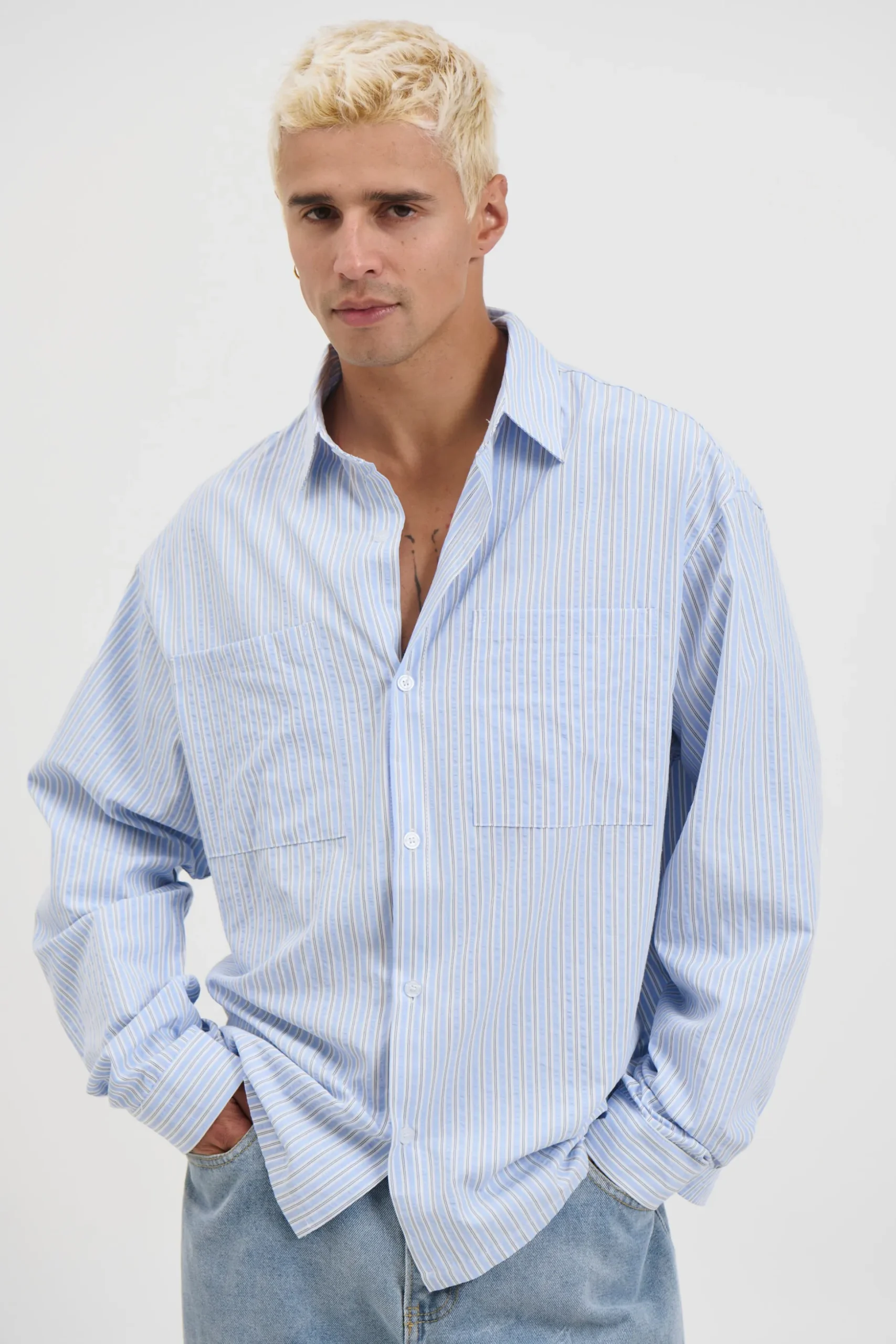 Miles Stripe Shirt Blue