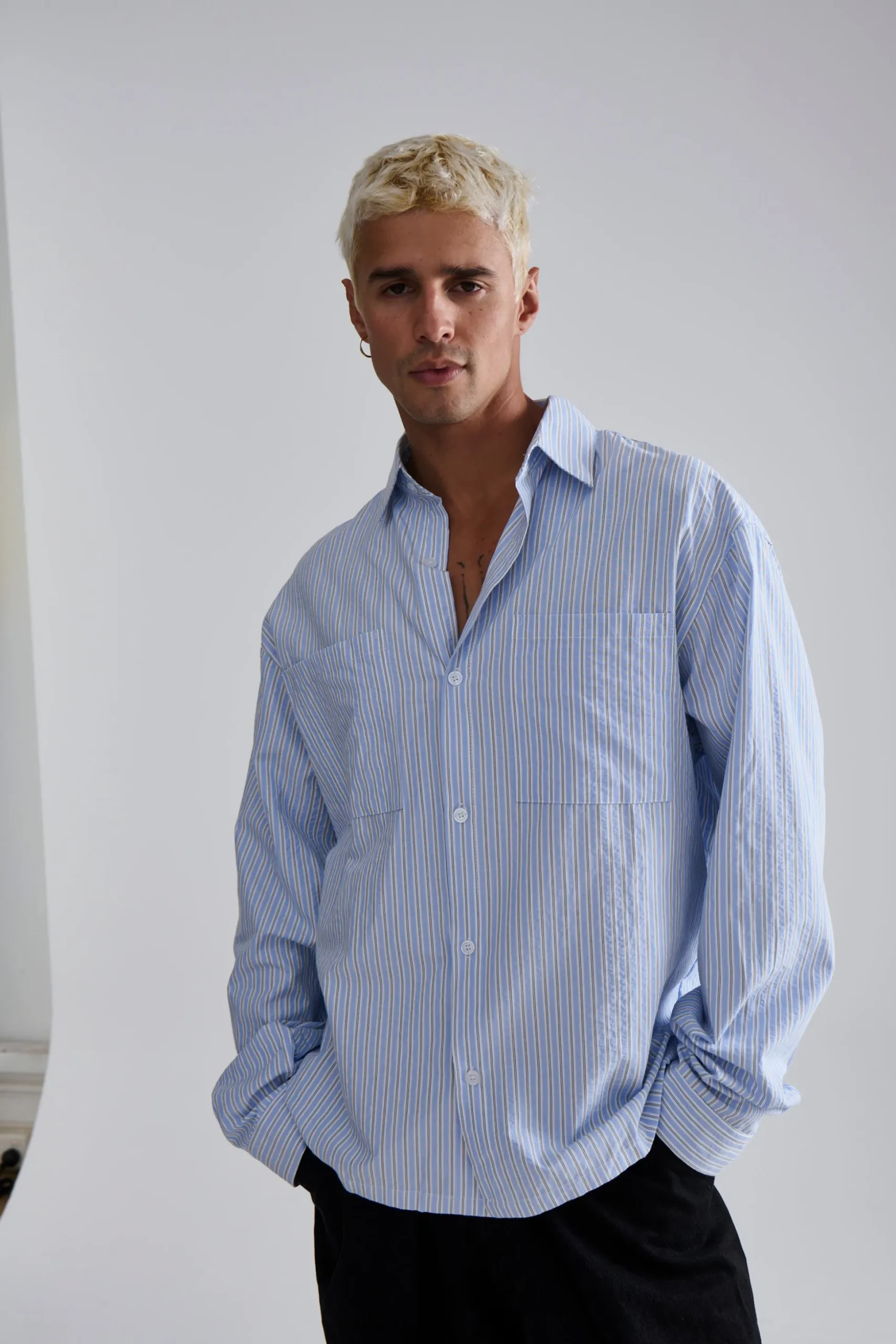 Miles Stripe Shirt Blue