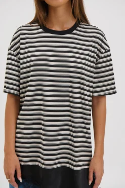 Miranda Lace Tee Black Stripe