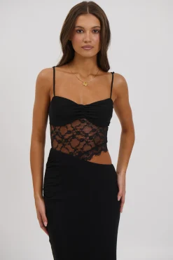 Navy Lace Maxi Dress Black