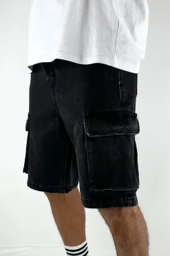 Neil Cargo Denim Short Black