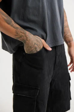 Neil Cargo Denim Short Black