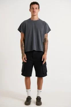 Neil Cargo Denim Short Black