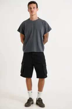Neil Cargo Denim Short Black