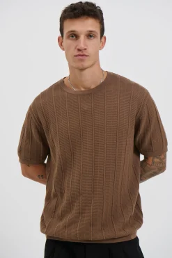 Nelson Fitted Knitted Tee Rib Choc