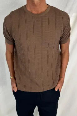 Nelson Fitted Knitted Tee Rib Choc