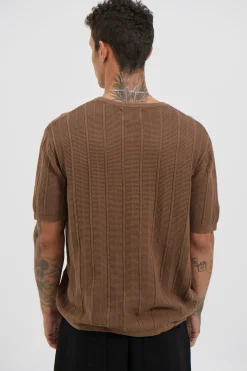 Nelson Fitted Knitted Tee Rib Choc
