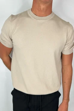 Nigel Fitted Knitted Tee Oat