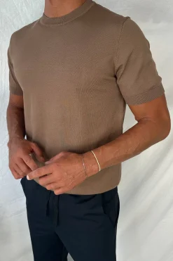 Nigel Fitted Knitted Tee Choc