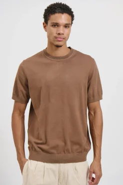 Nigel Fitted Knitted Tee Choc