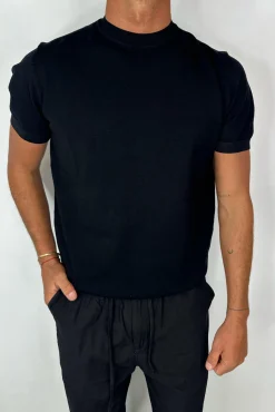 Nigel Fitted Knitted Tee Black