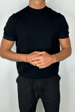 Nigel Fitted Knitted Tee Black