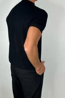 Nigel Fitted Knitted Tee Black