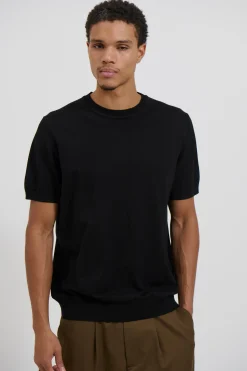 Nigel Fitted Knitted Tee Black