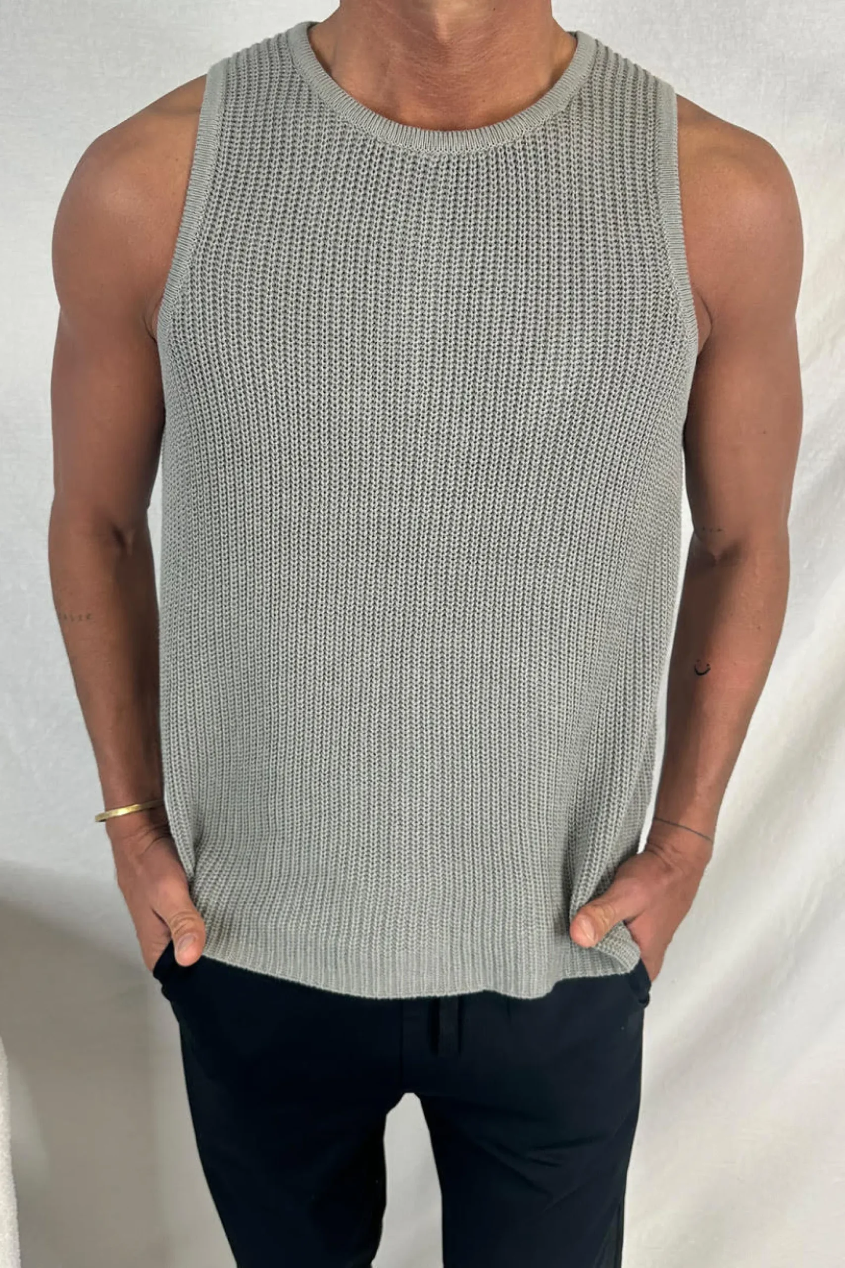 NTH Chunky Knit Tank Dark Grey