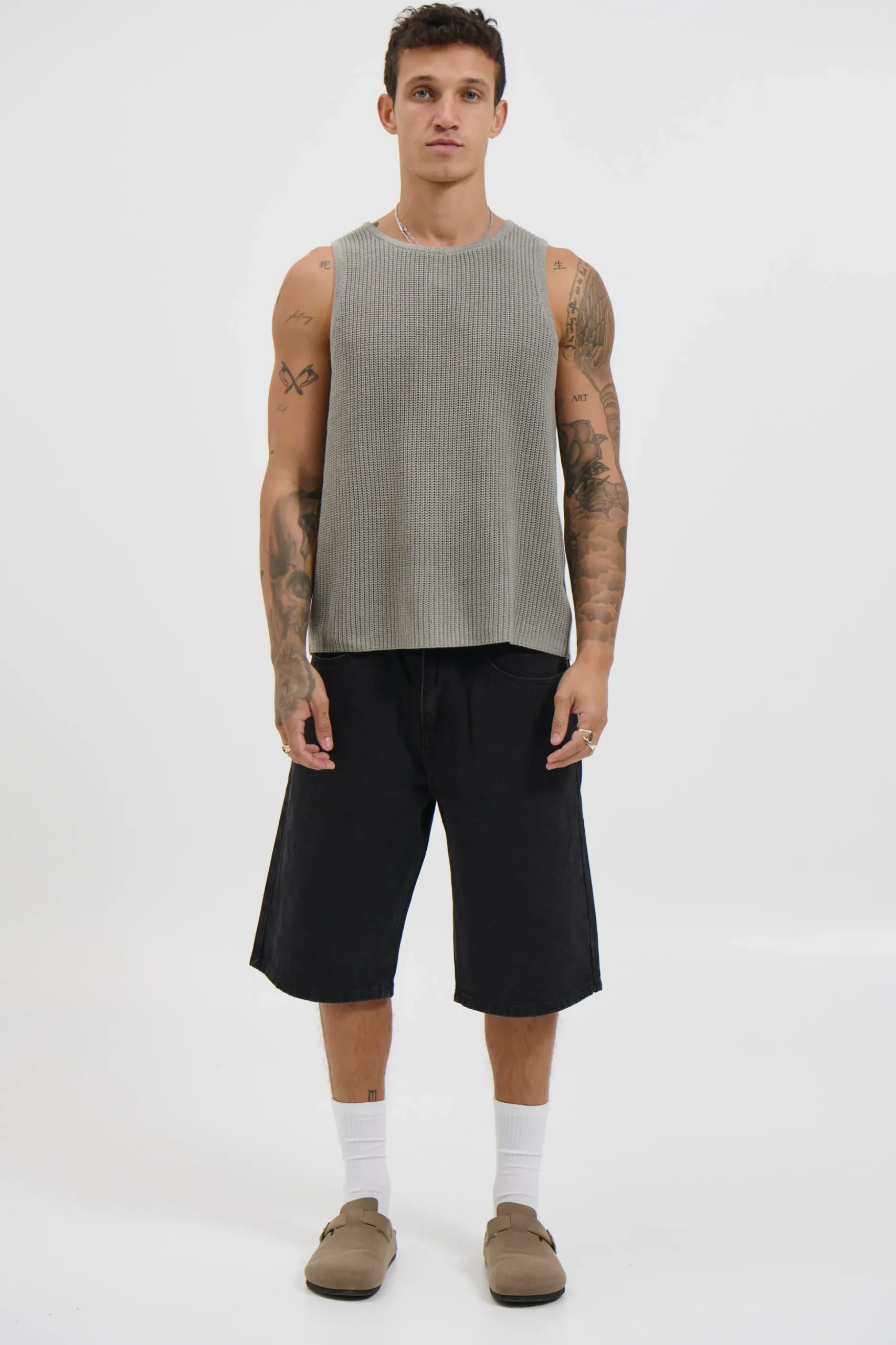 NTH Chunky Knit Tank Dark Grey
