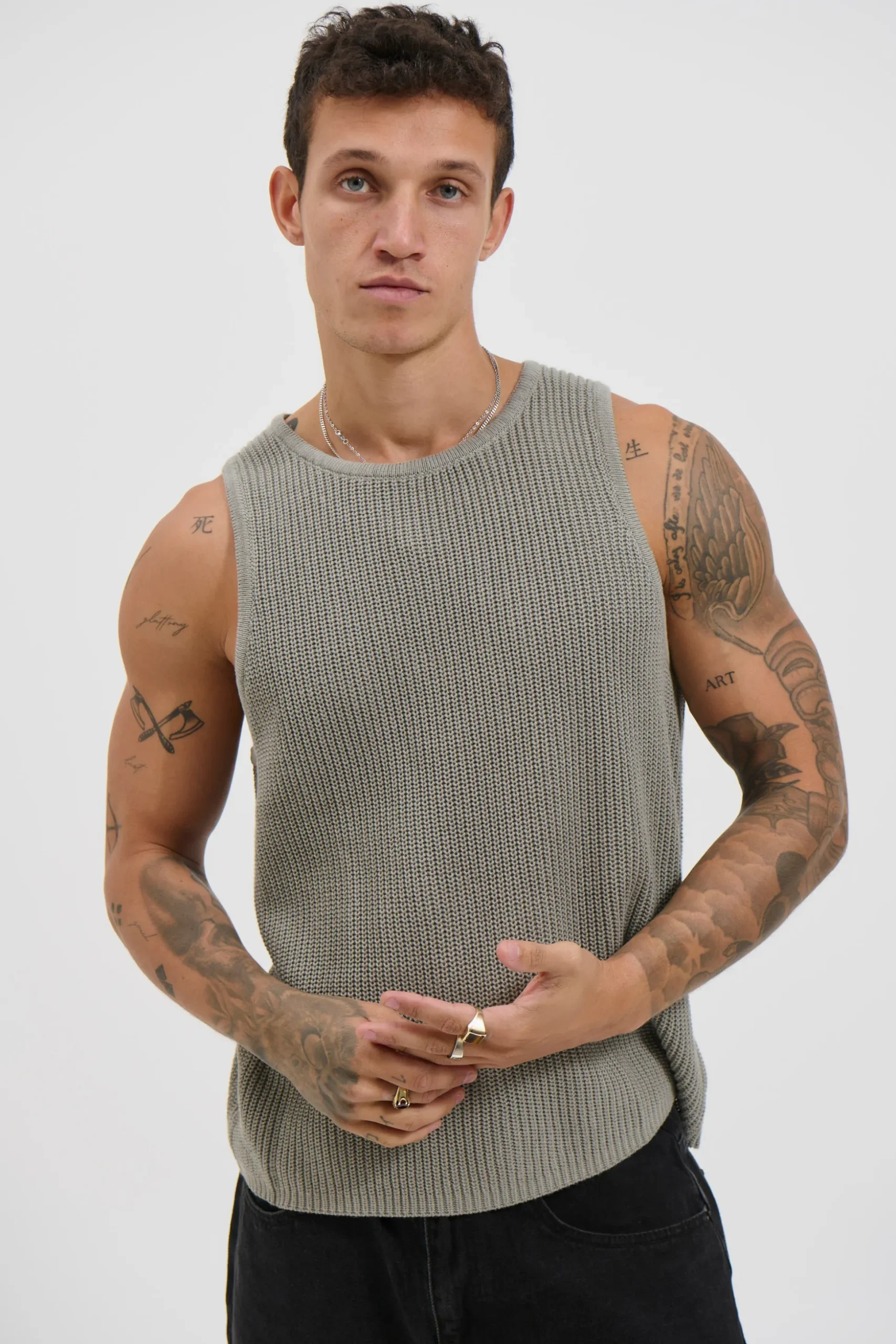 NTH Chunky Knit Tank Dark Grey