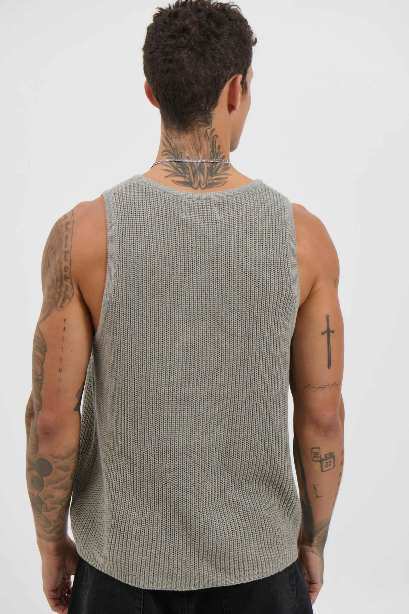 NTH Chunky Knit Tank Dark Grey