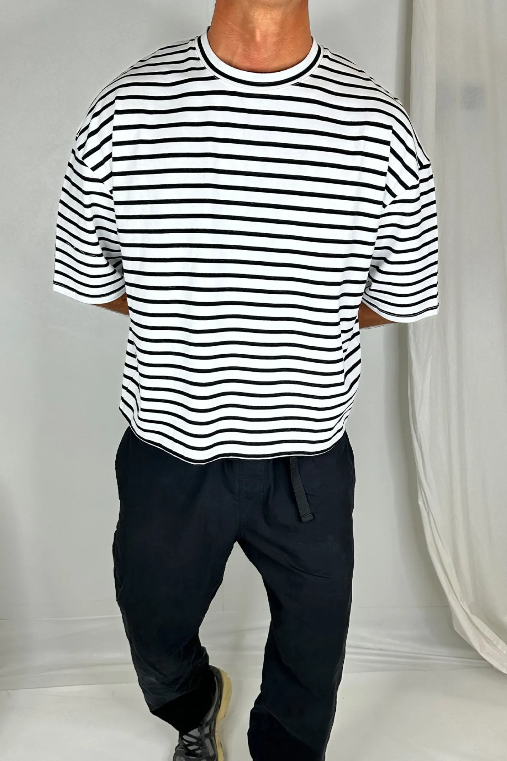 NTH Crop Box Tee White Stripe