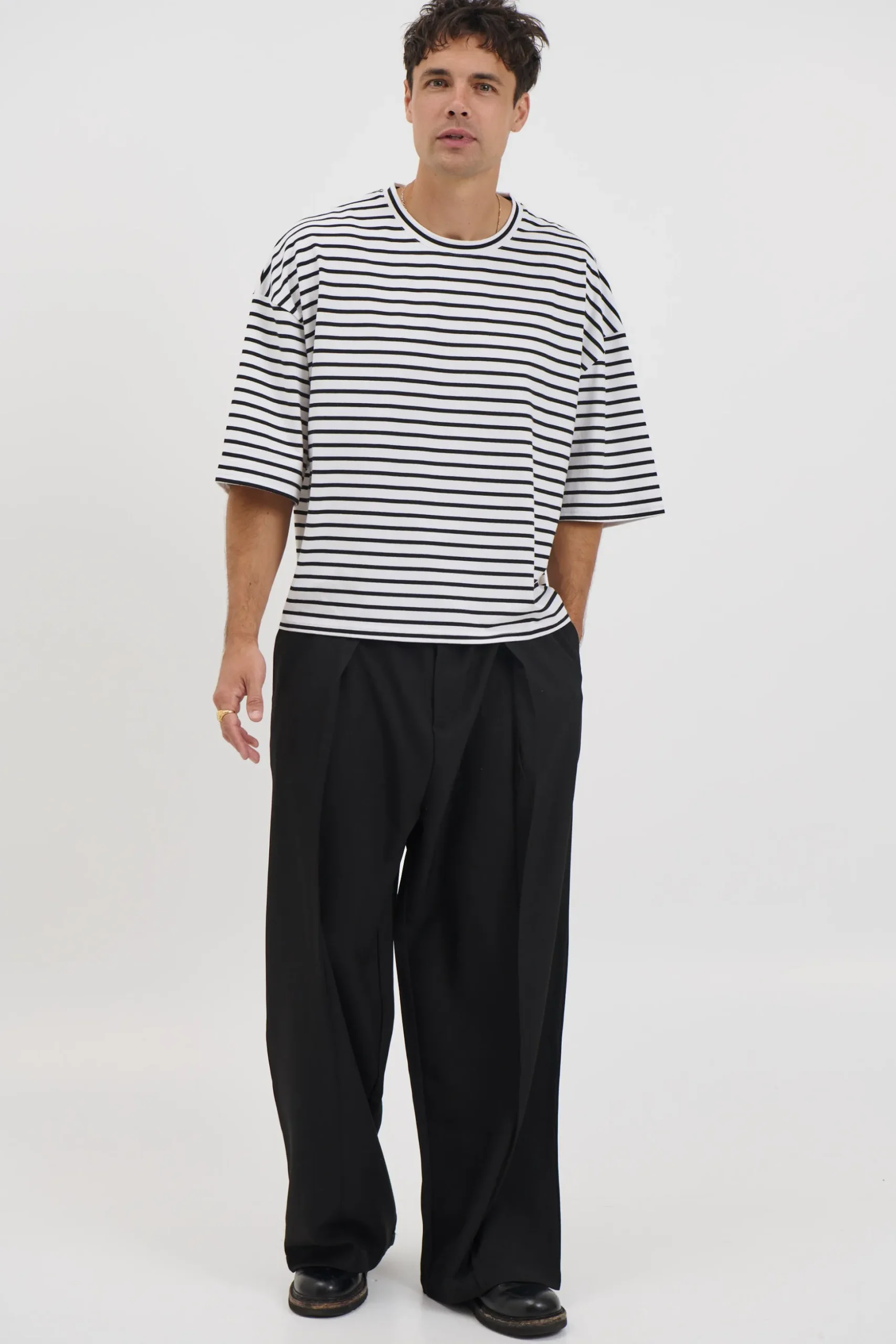 NTH Crop Box Tee White Stripe