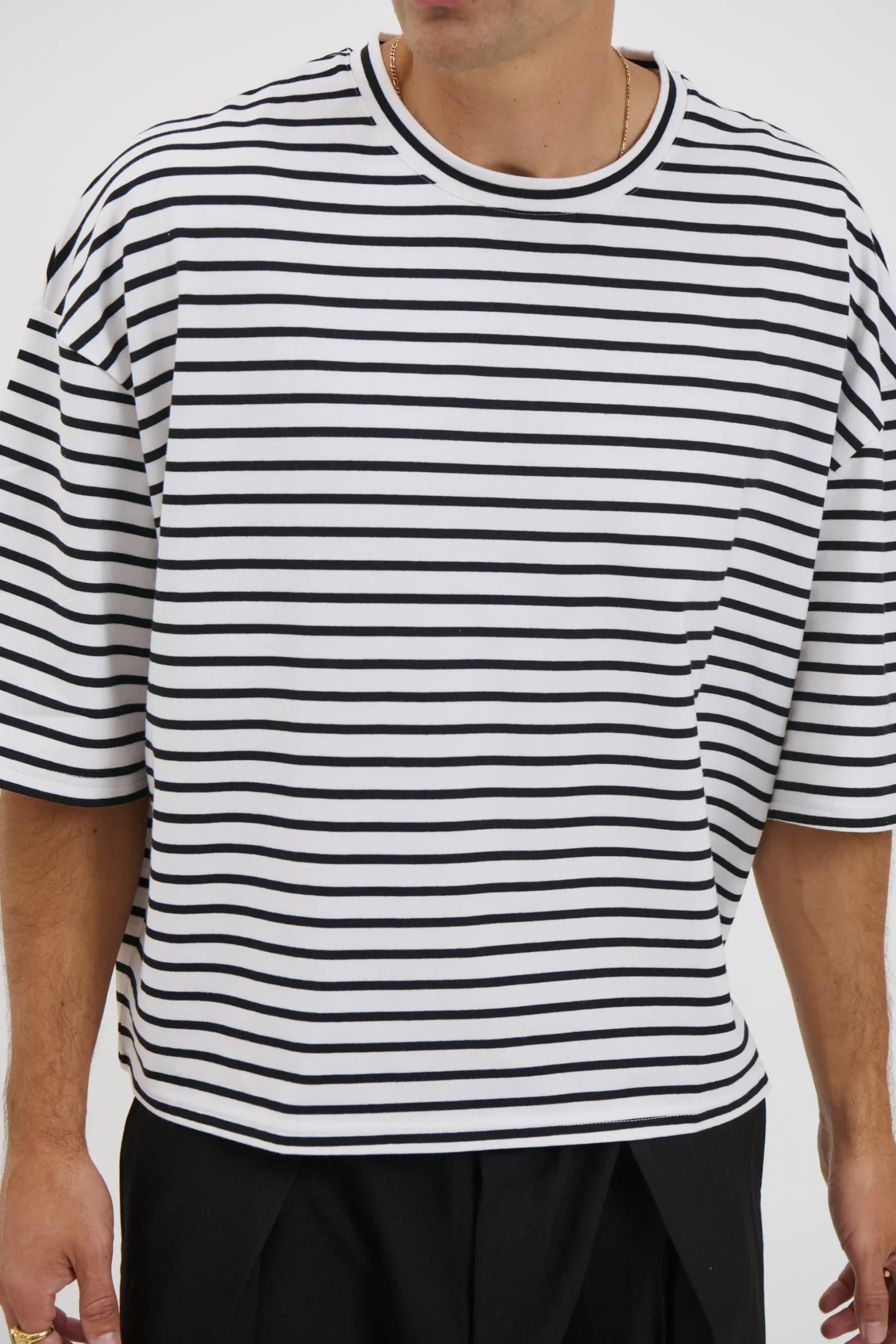 NTH Crop Box Tee White Stripe