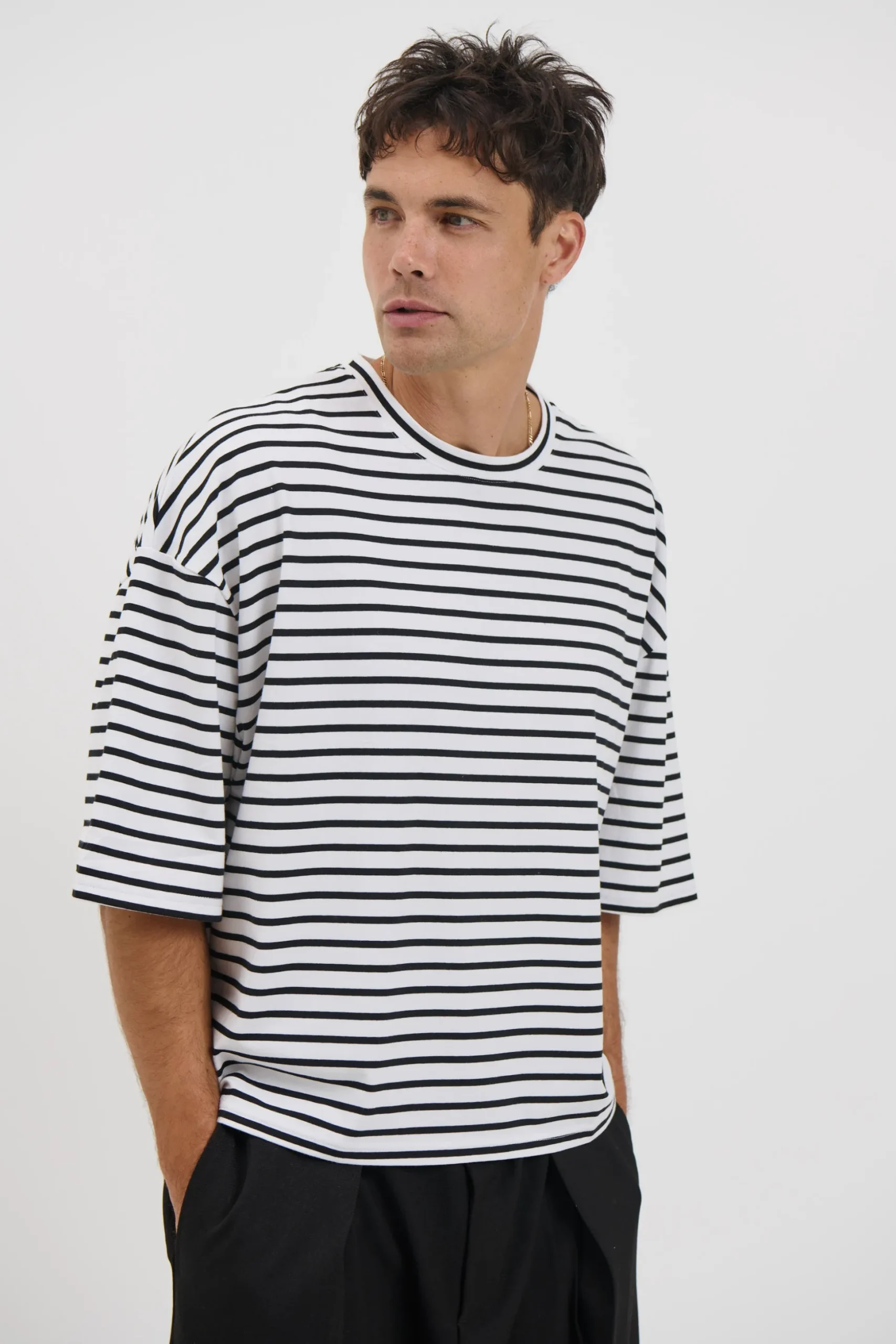 NTH Crop Box Tee White Stripe