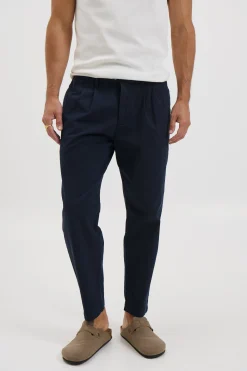 NTH Cropped Pleat Pant Navy