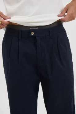 NTH Cropped Pleat Pant Navy