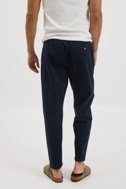 NTH Cropped Pleat Pant Navy