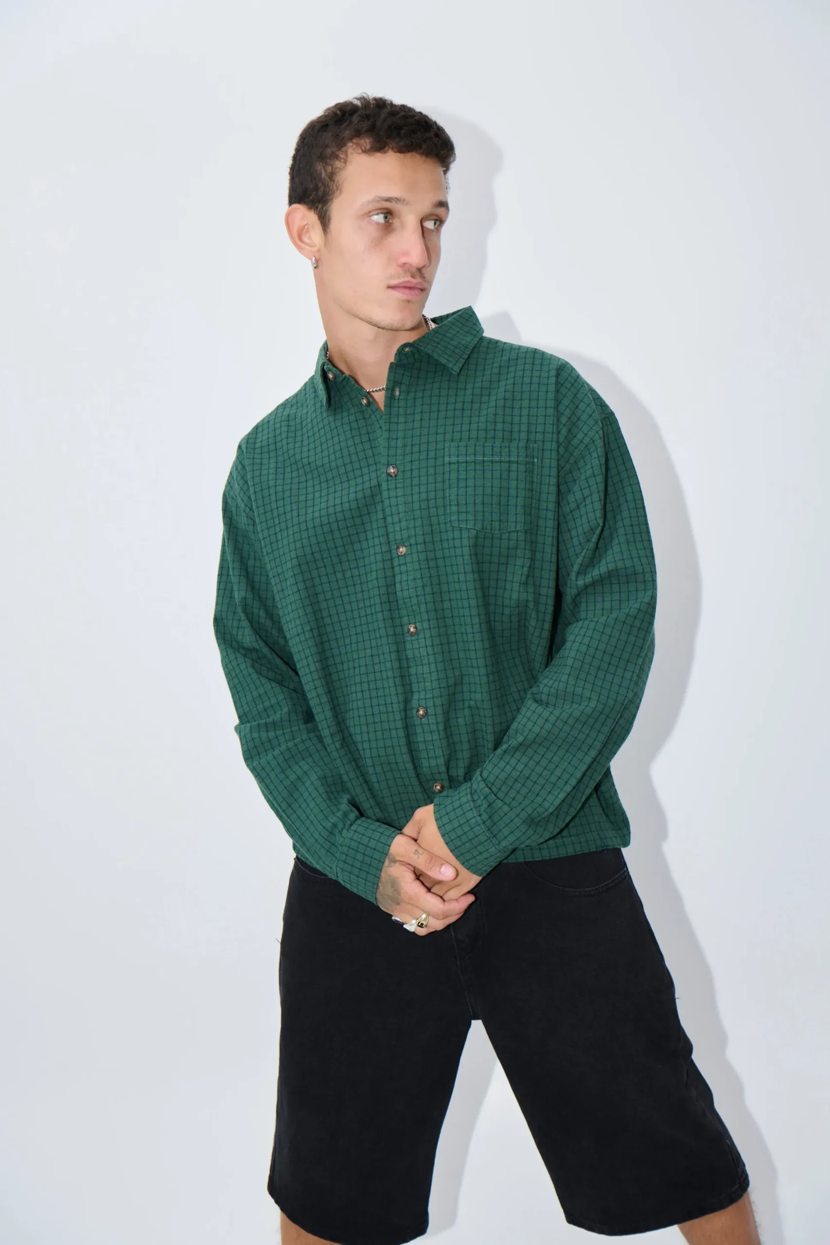 NTH Long Sleeve Check Shirt Army
