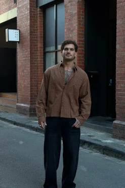 NTH Long Sleeve Check Shirt Choc