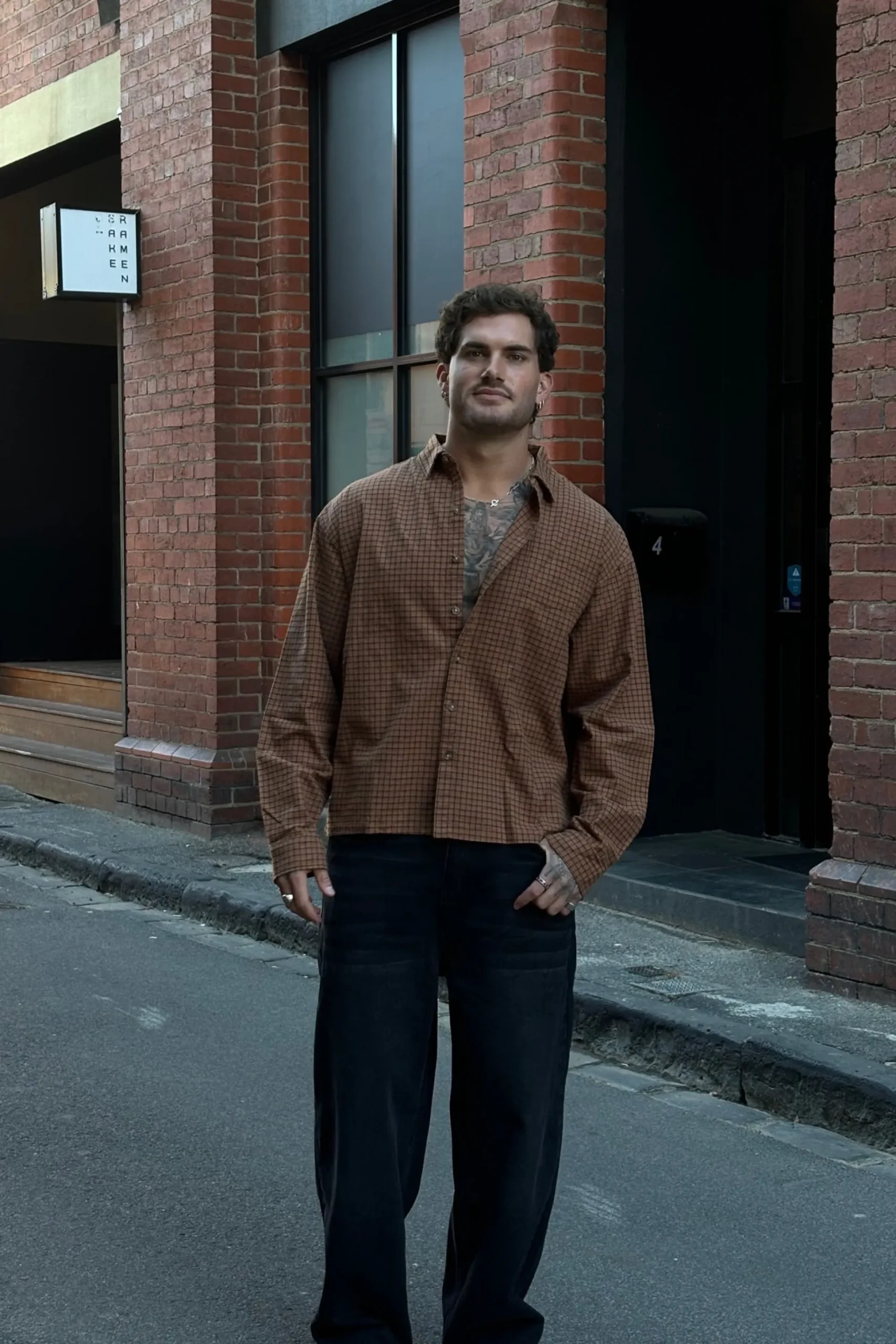 NTH Long Sleeve Check Shirt Choc