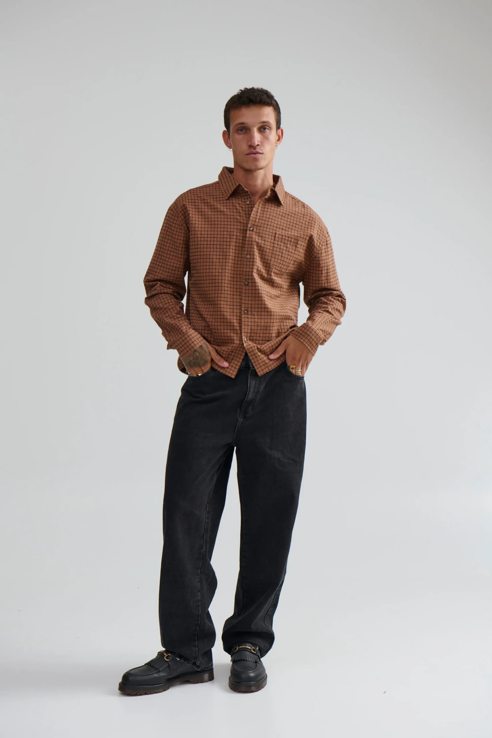 NTH Long Sleeve Check Shirt Choc