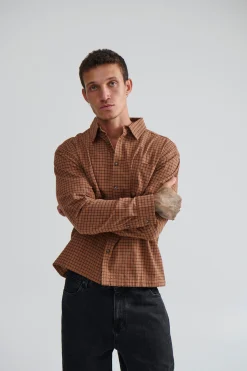 NTH Long Sleeve Check Shirt Choc