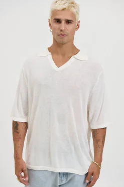 Open Neck Soft Polo White